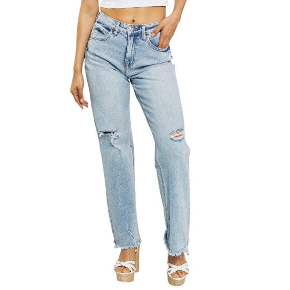 Lovervet High Waist Distressed Straight Cut 90's Dad Jeans - LV1007 - Size 32